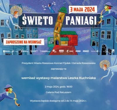 grafika promująca wernisaż wystawy malarstwa Leszka Kuchniaka